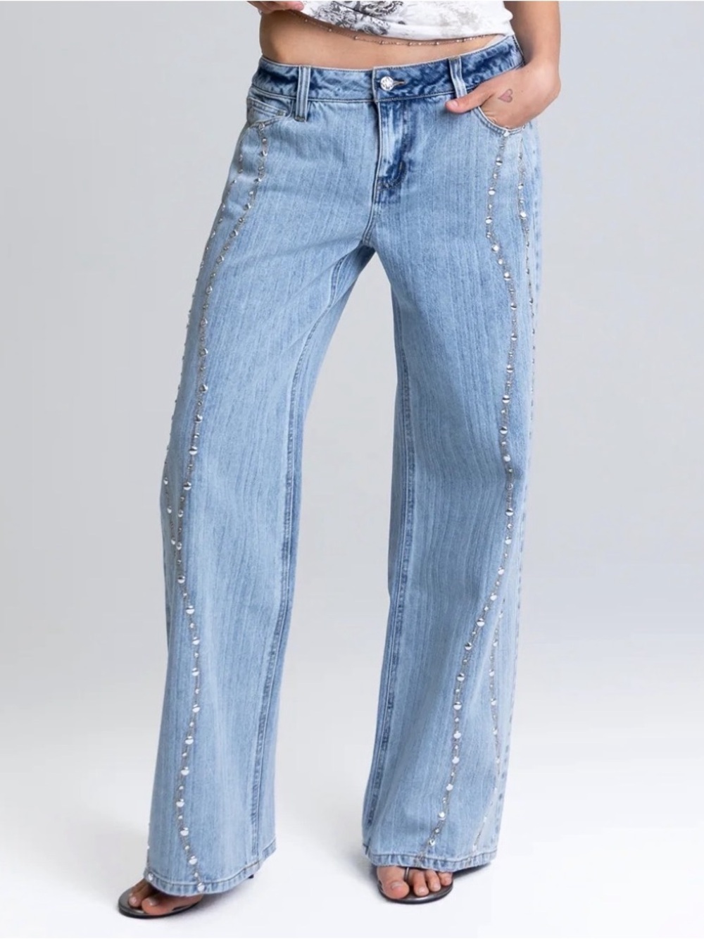 Miss Me Serafina Studded Wide Leg Jeans